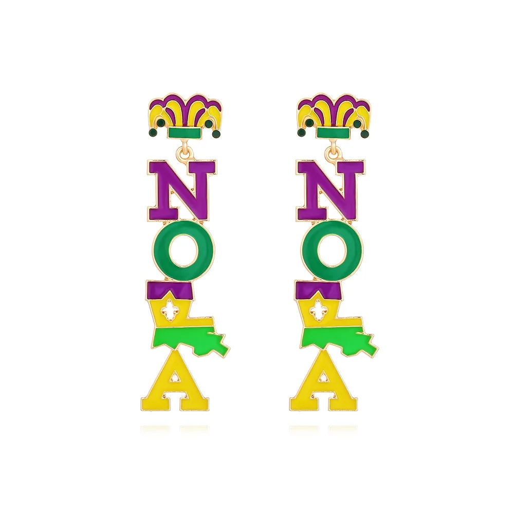Alloy Drip Carnival Boots Letter Earrings St Patrick's Clown Hat Crown Earrings
