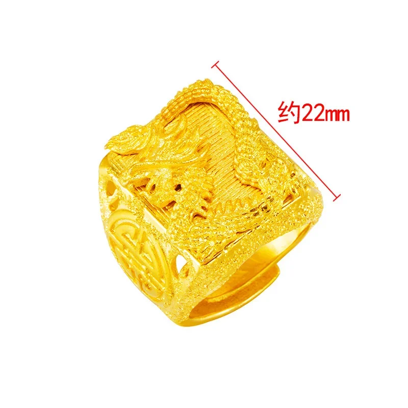 Genuine 999 Gold Color Dragon Ring for Men Bro Thick Ring Gift Adjustable Rings Jewelry Gifts Accessories Oro pure De 24 k Rings