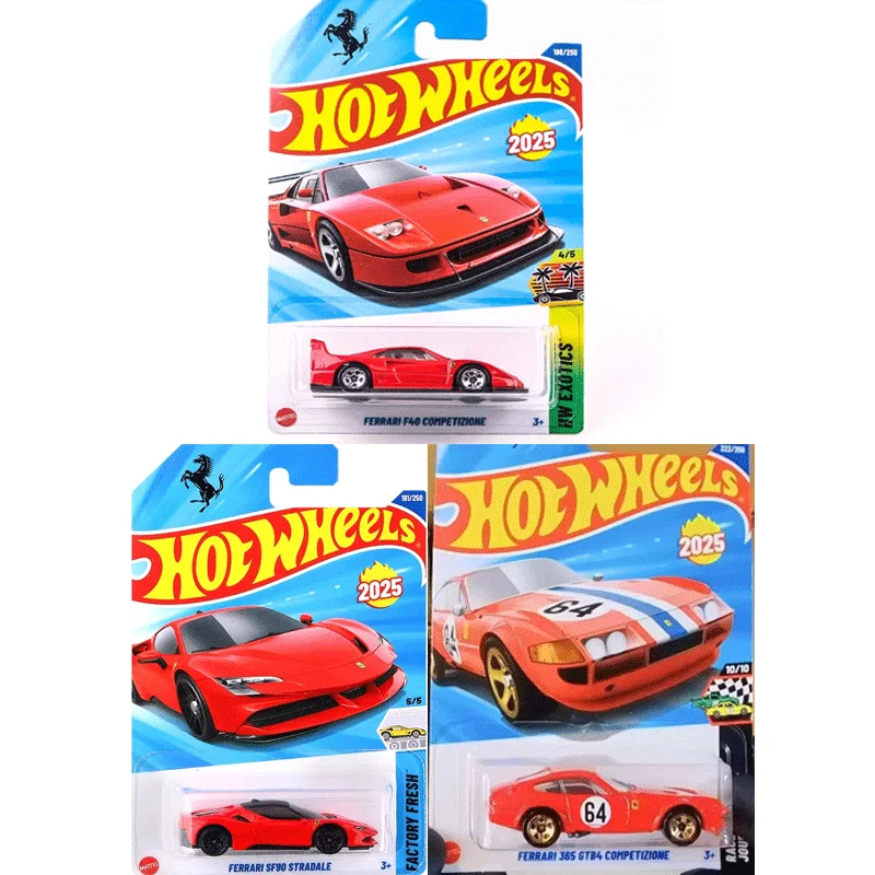Coche Original Hot Wheels Ferrari F40 Competizione 1/64 Diecast SF90 365 GTB4 vehículos aleación modelo colección juguetes para niños regalo