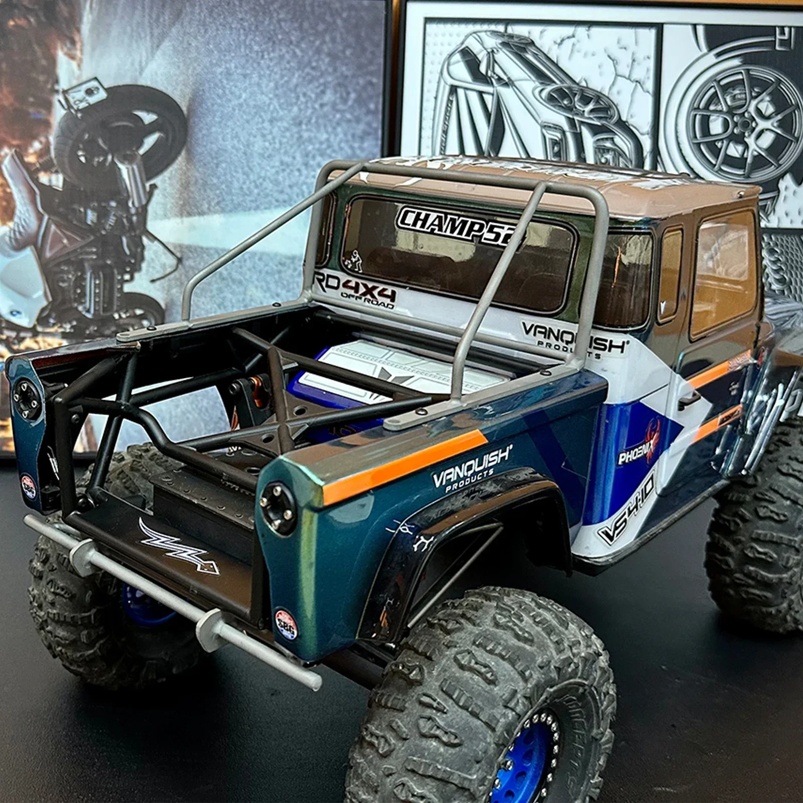 HooCrawler Ultra Hard Titanium Alloy 1/10 RC Crawler Bumper Przedni tylny zderzak Ręczne spawanie Bull Bar dla Vanquish VS4-10 Phoenix