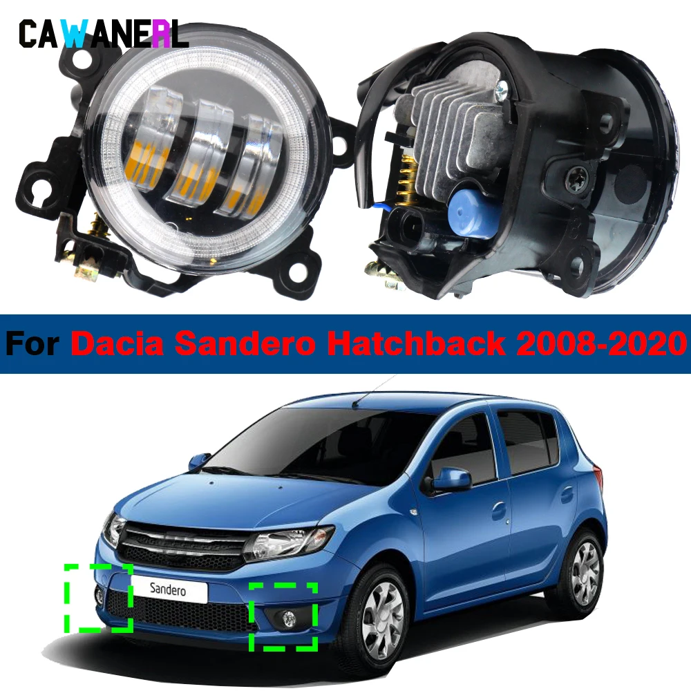 

2 шт. светодиодные противотуманные фары «ангельские глазки» DRL для Dacia Sandero Hatchback 2008-2020 30 Вт Регулируемый автомобильный передний бампер противотуманные фары дневного света H11