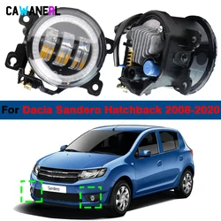 2 Pieces LED Angel Eye Fog Light DRL For Dacia Sandero Hatchback 2008-2020 30W Adjustable Car Front Bumper Fog Lamp Daylight H11