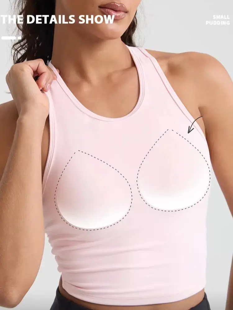 Hollow Out Twisted Women's Sports Vest Hollow Out Hanging Neck Yoga Top Chest Cushion Fitness Training Short Suspender New