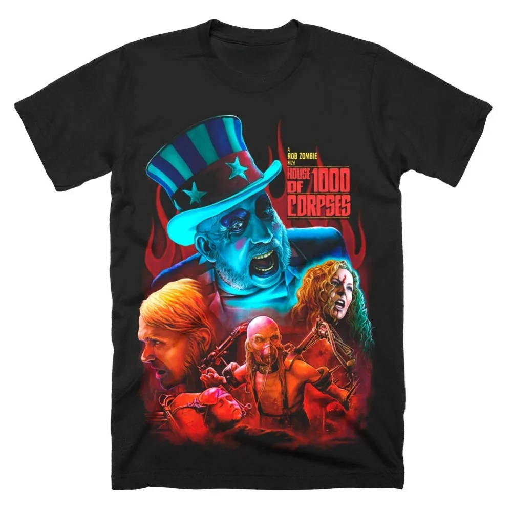 Camiseta House of 1000 Corpses para hombre, diseño gráfico de película de terror de Rob Zombie, manga corta, estilo urbano holgado, camiseta para fanáticos del horror