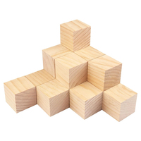 4pcs 35mm Natural Unfinished Wood Blocks, Blank Pine Wooden Cubes Square Block for DIY Project Craft Painting Puzzle Making