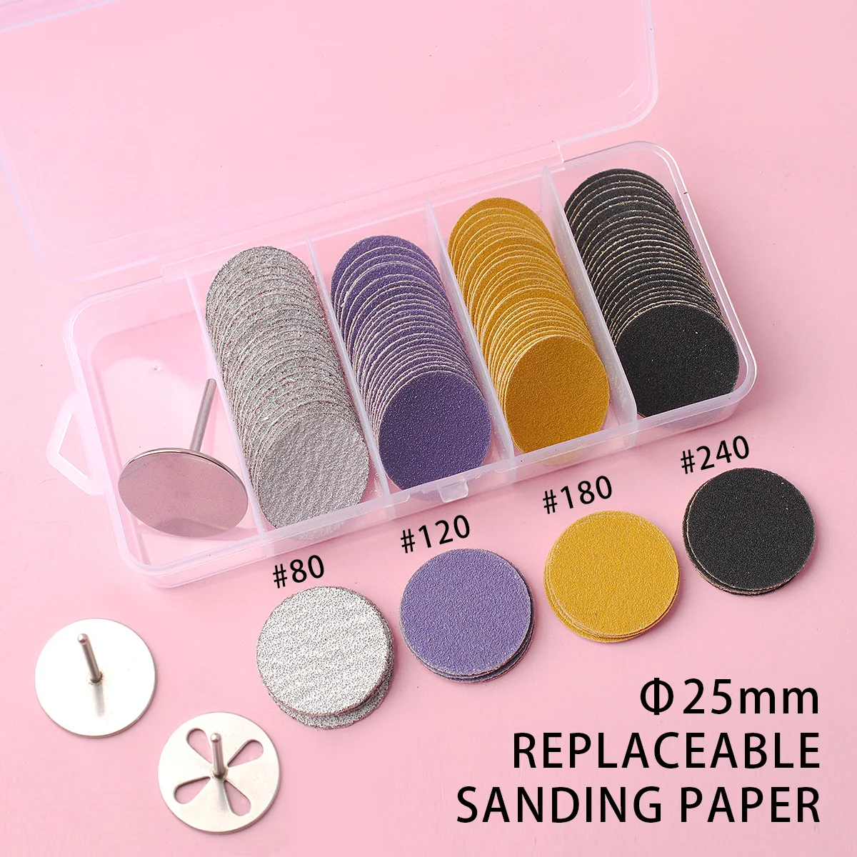 

120pcs/box 4Grits 25mm Foot Cuticle Calluses Removal Replaceable Sanding Paper with 1pcs Pedicure Disk Pads Kits