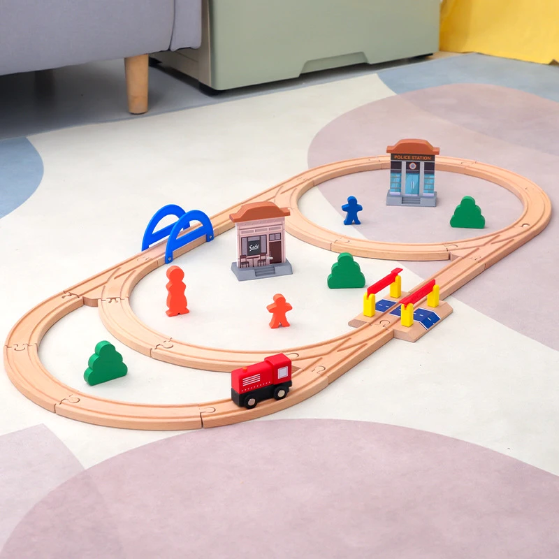 All Kinds of Wooden Tracks Set Beech Wooden Railway Train Track Parts fit for Brand Wood Tracks Toys for Children Gifts