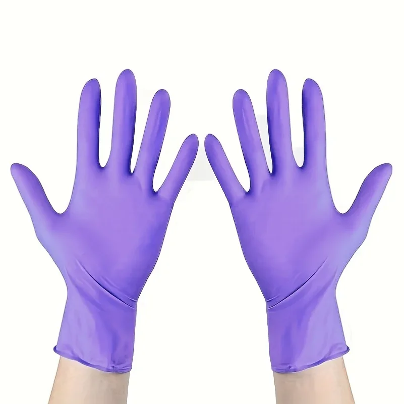 100Pcs Purple Disposable Nitrile Gloves,Durable Household Cleaning Gloves,Garden Planting and Digging Non-slip Dirt-resistant