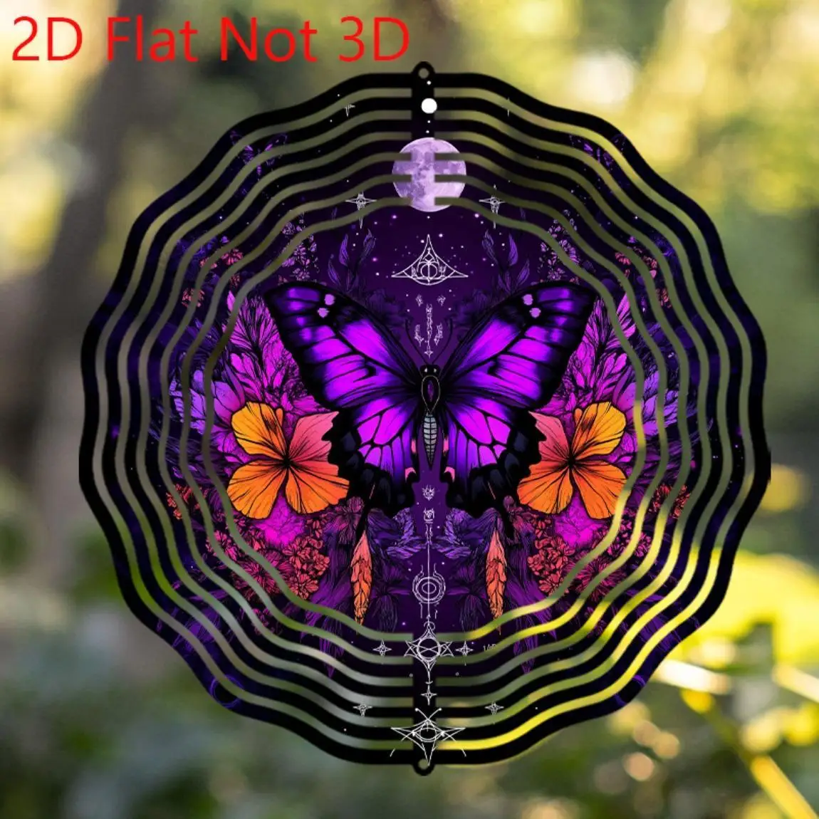 CIFBUY Solar Butterfly Wind Chime 360 Rotating Rustproof Iron Outdoor Garden Hanging Decor