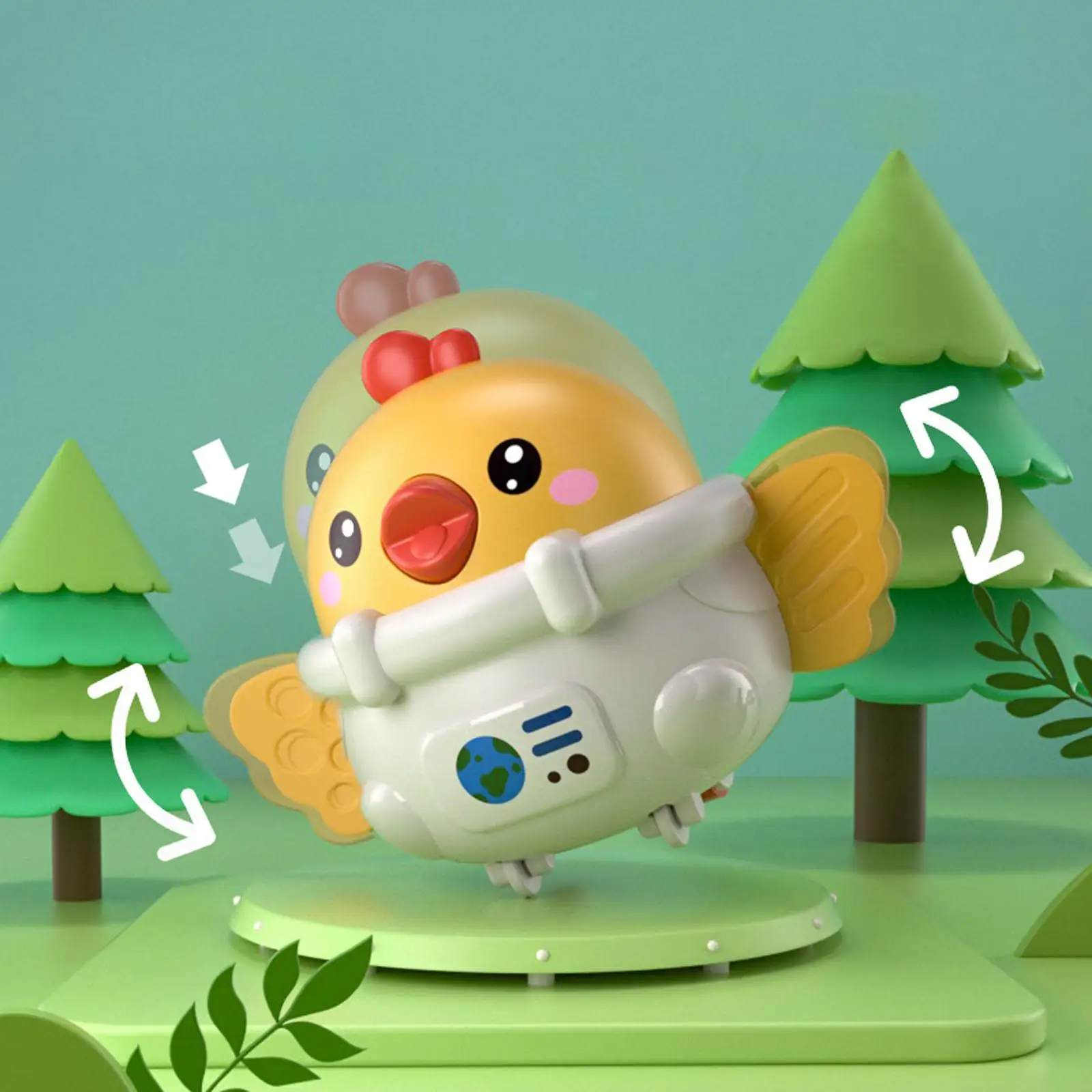Cartoon Press Inertial Toys Space Chicken Sliding Chick Toy Kids Pressing Animal for 1 Year Old