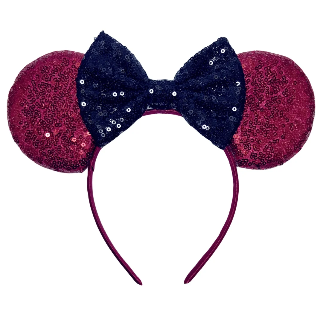 Wine Red Dark Color Mouse Ear Hairband For Girls 5\