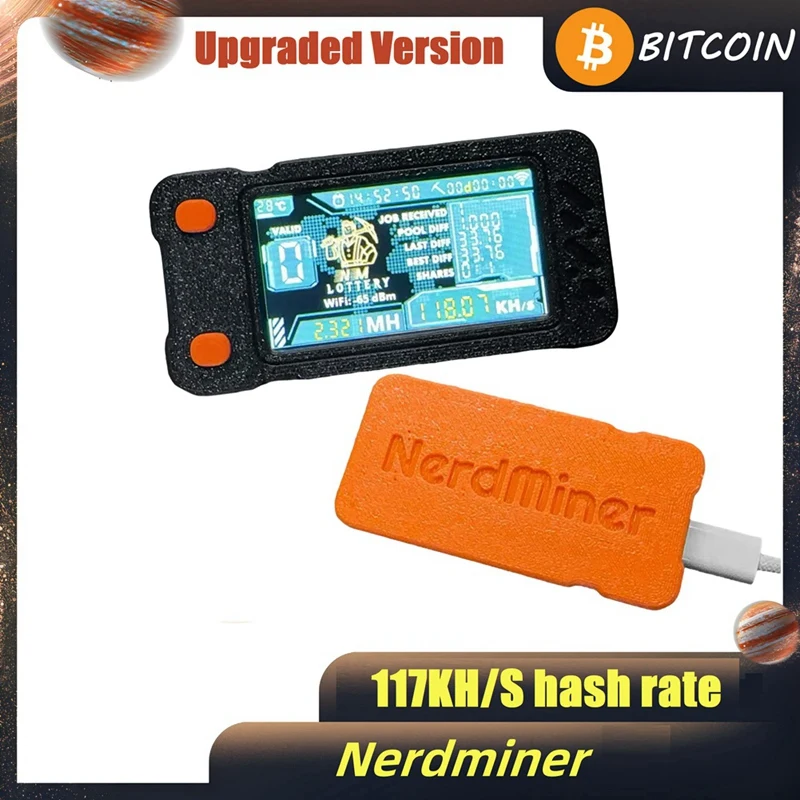 Upgraded Nerdminer Miner 117KH/S With Color Screen BTC Solo Lottery Mining Miner Mini Bitcoin BTC Miner Nerd Miner