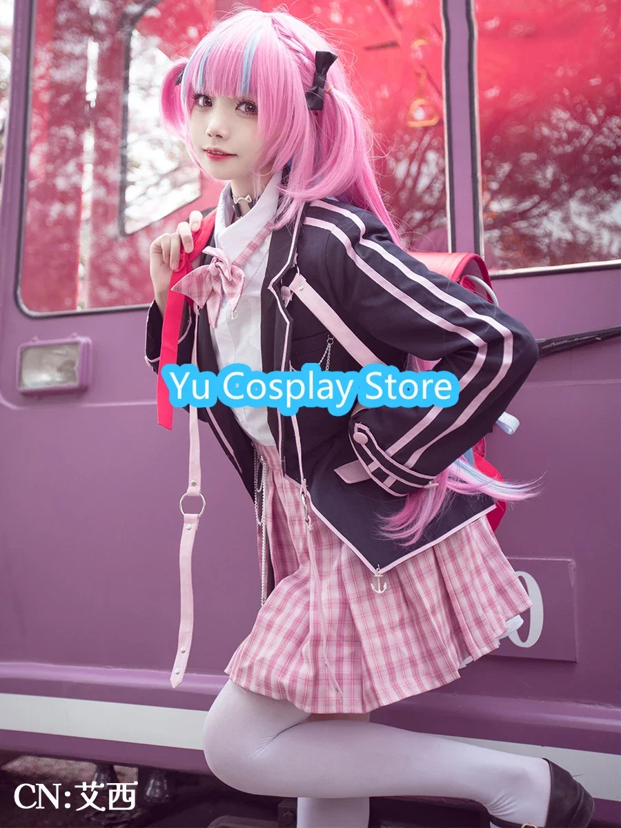 Minato aqua cosplay traje vtuber cospaly roupas femininas vestido de festa terno halloween uniforme do ensino médio feito sob encomenda