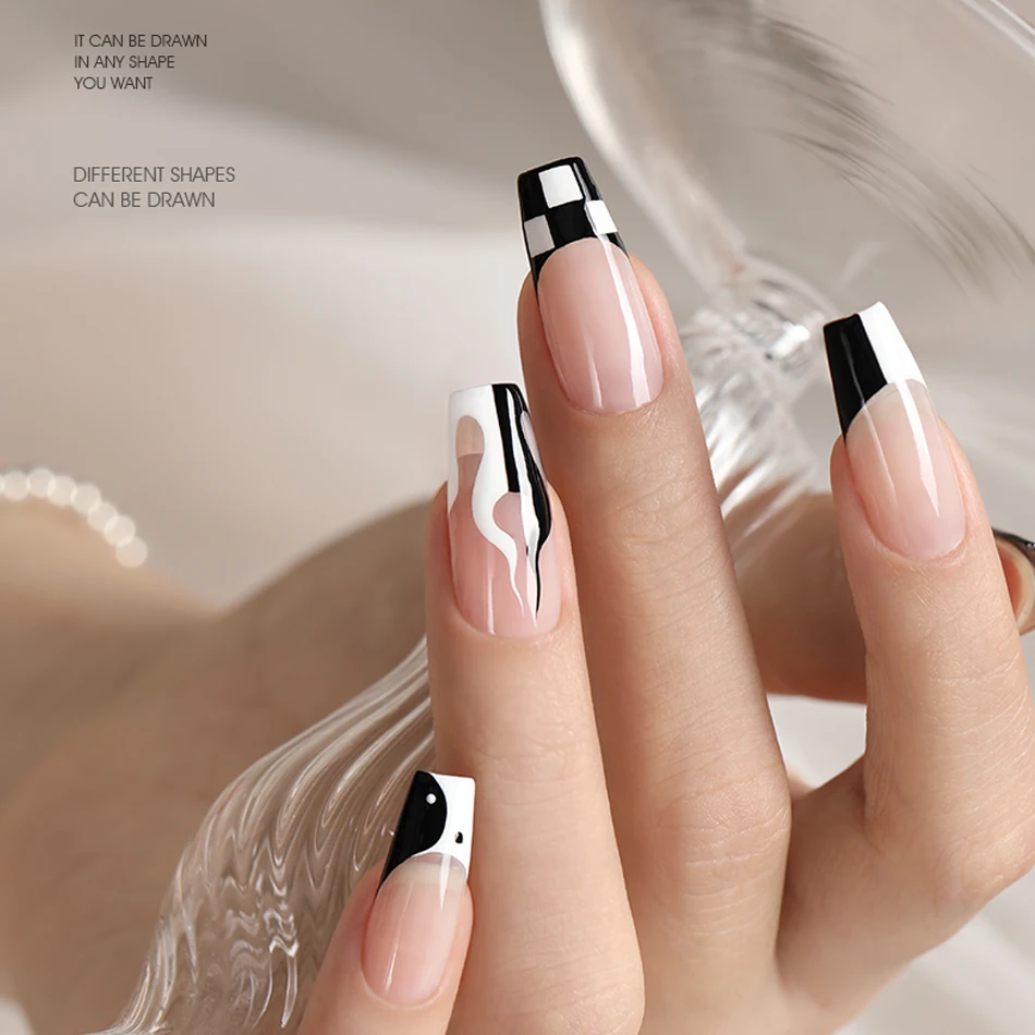 CHUNSHU No Wipe Painting Gel Semi-solid UV Gel Polish Nail Art Design Soak Off 4in1 Full Coverage Paint Manicure White Black 5ml