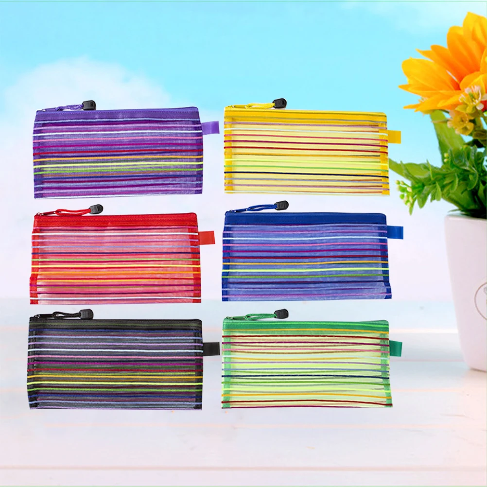 

12 Pcs Colorful Net Bag File Folders Document Documents Holder Zipper Nylon Student