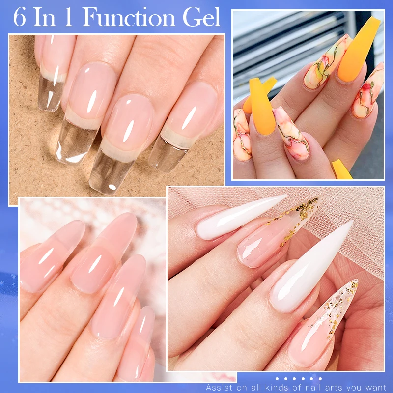 Mtssii 7ML 6 IN 1 Gel per colla per unghie per unghie acriliche Soak off Base Gel Top Coat Gel per unghie con estensione UV Gel per unghie finte