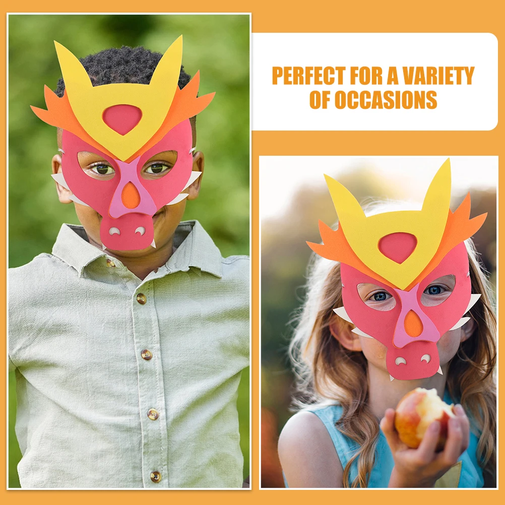 

10 Pcs Year of The Dragon Mask Decorative for Kids Performance Props Eva Cartoon Animal Masks Craft