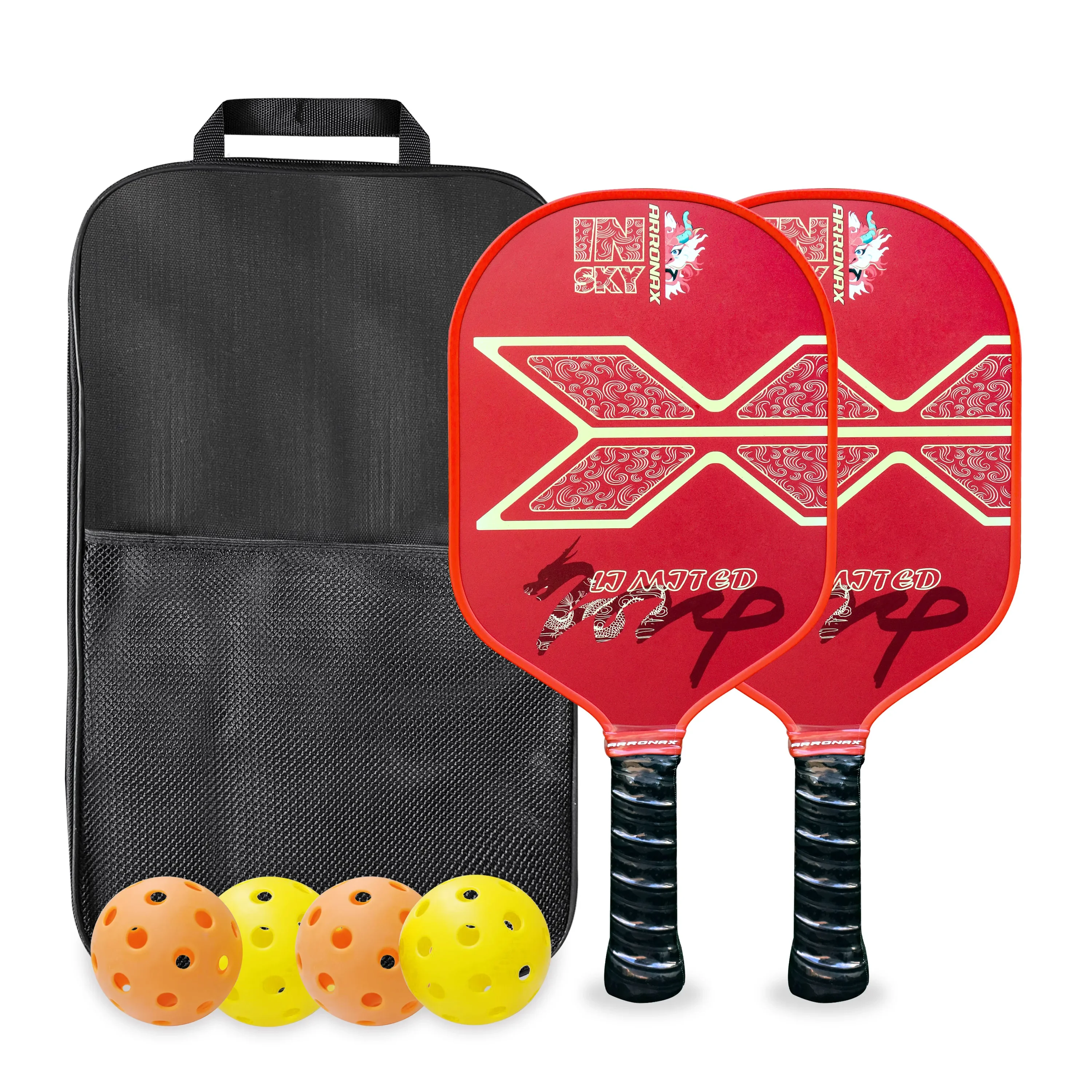 

Pickleball Paddles USAPA Approved Set Rackets Honeycomb Core 4 Balls Portable Racket Cover Carrying Bag Gift Kit Indoor Outdoor