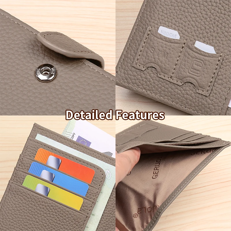GERUOLA Portefeuille passeport ultra-mince en cuir pleine fleur pour homme avec porte-passeport, fentes pour cartes de crédit et poche pour monnaie zippée