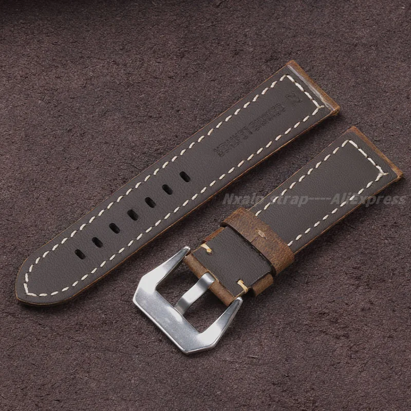 Vintage Cowhide Watch Band for Panerai for Seiko for Omega Strap Matte Leather Bracelet Men's Accessories 20mm 22mm 24mm 26mm