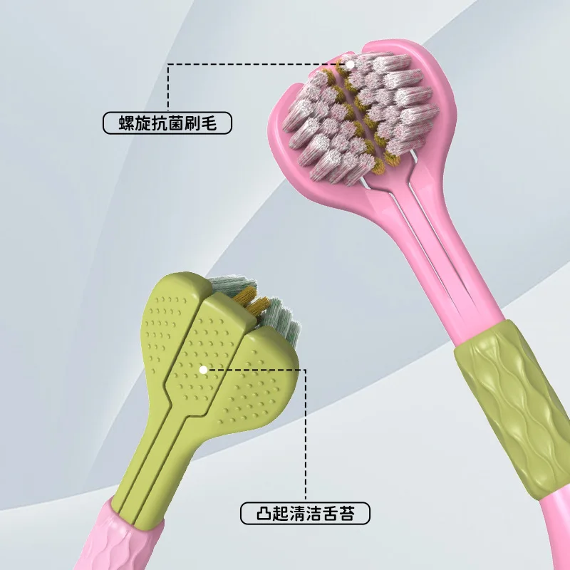 Graphene antibacterial three sided toothbrush, suitable for deep oral cleaning whitening for families,schools,traveling couples