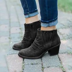 Women's Fashion Roman Short Leather Shoes Boots Casual Heels women's boots Warm Winter Boots Women