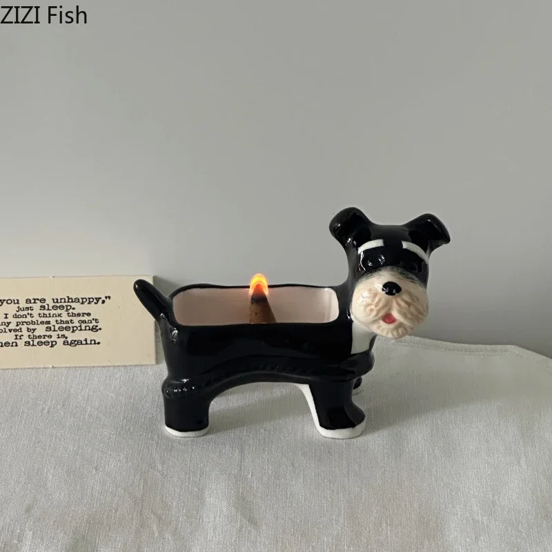 Cartoon Dog Ceramic Incense Burner Storage Ornaments Aromatherapy Storage Tray Tray Seasoning Dish Organizer Sculpture Statue