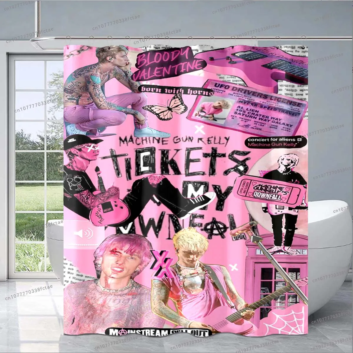 Розовая занавеска для душа «пулемет» Kelly, американская популярная занавеска для душа «рэпер», украшение для ванной комнаты для мальчиков и девочек, занавеска для душа