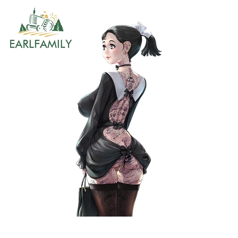 EARLFAMILY Devil Tattoo Fanart Stickers Black NSFW Ass Booty Cool Decal Car Door Protector Vinyl Laptop Rearview Mirror Decor
