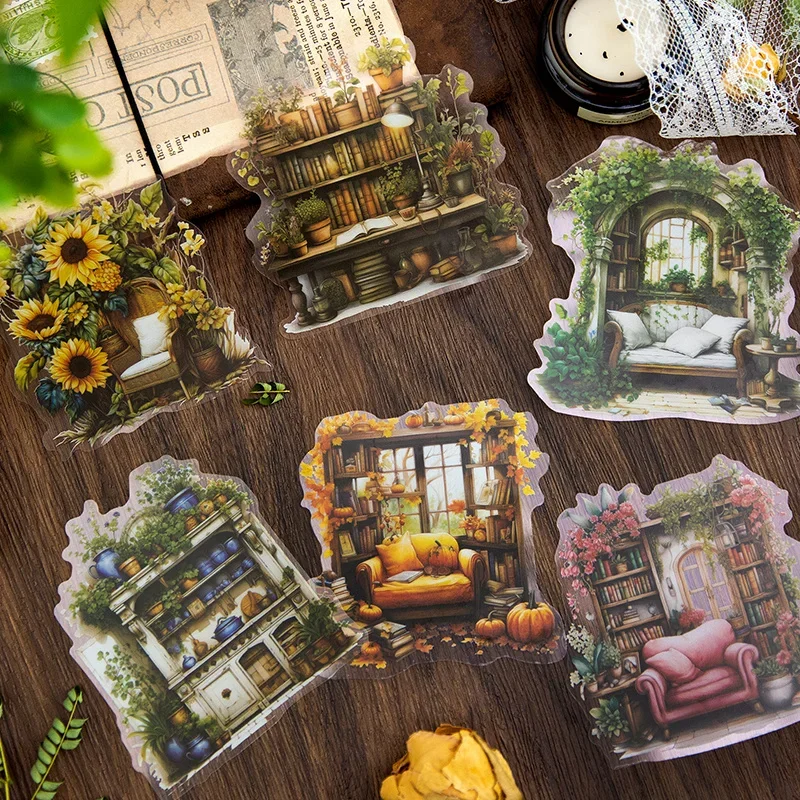 10Pcs PET Collage Card Fragmented Corner Retro Flower Landscaping background Handbook DIY Writing Decoration 130*90MM