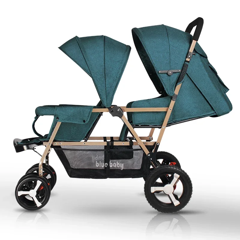 Light baby stroller, foldable, seat and lays, double seat, easy control, classic style