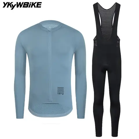 YKYWBIKE Men's Cycling Sets Long Sleeve Long Bib Pants  Bicycle Clothes Man Cycling Maillot Road Bike Kit Cycling Clothing