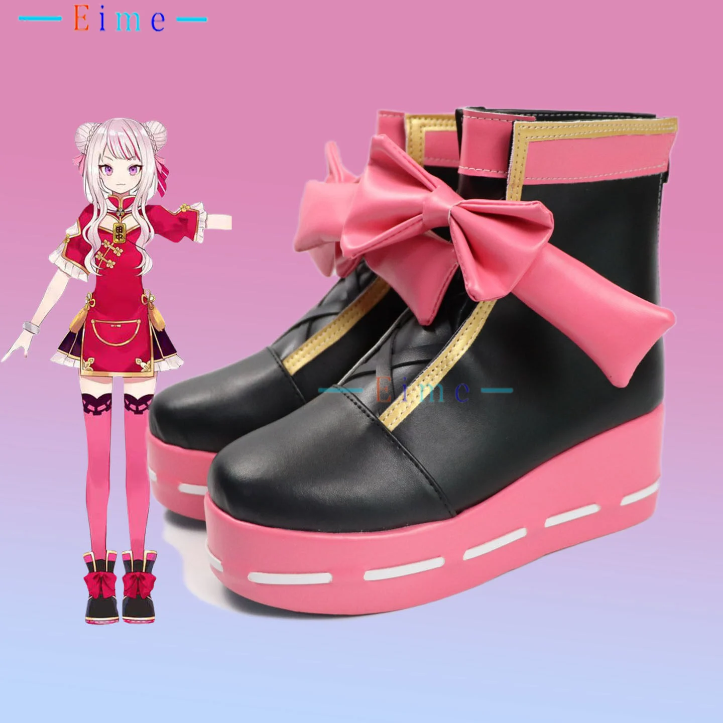 

Hime Tanaka Cosplay Shoes Halloween Carnival Boots Custom Made YouTuber Cosplay Prop Big Size PU Leather Shoes