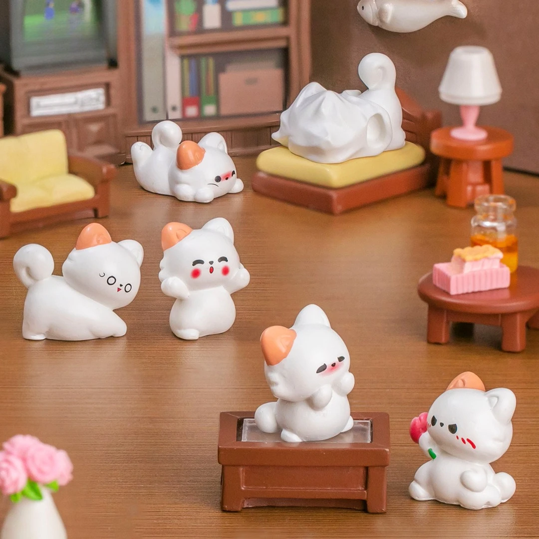 

Creative Shy Flower Cat Mini Landscape DIY Dollhouse Decor Blind Bag Hanging Ornament Desktop Cute Tabletop Decoration