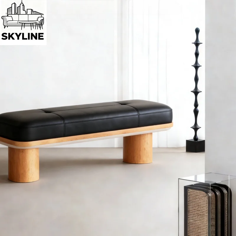 Timber Bench Multi-purpose Leisure Stool Solid Wood Frame Furnish Fit For Indoor Foyer, Living Room & Bedside Daily SpaceLayout