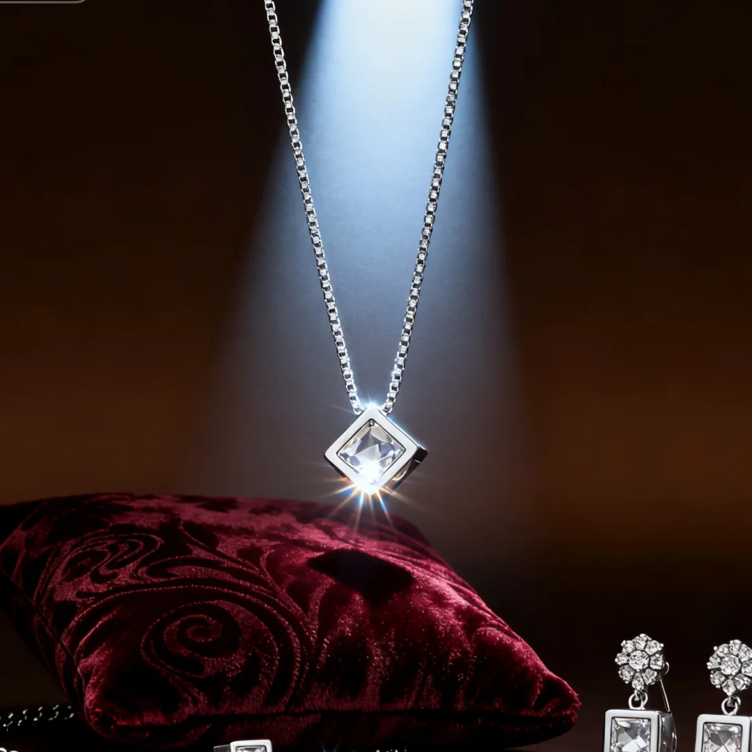 925 Sterling Silver Luxury Crystal Charm Necklace 45-60cm for Women Elegant Fashion Jewelry for Wedding Party Christmas Gift