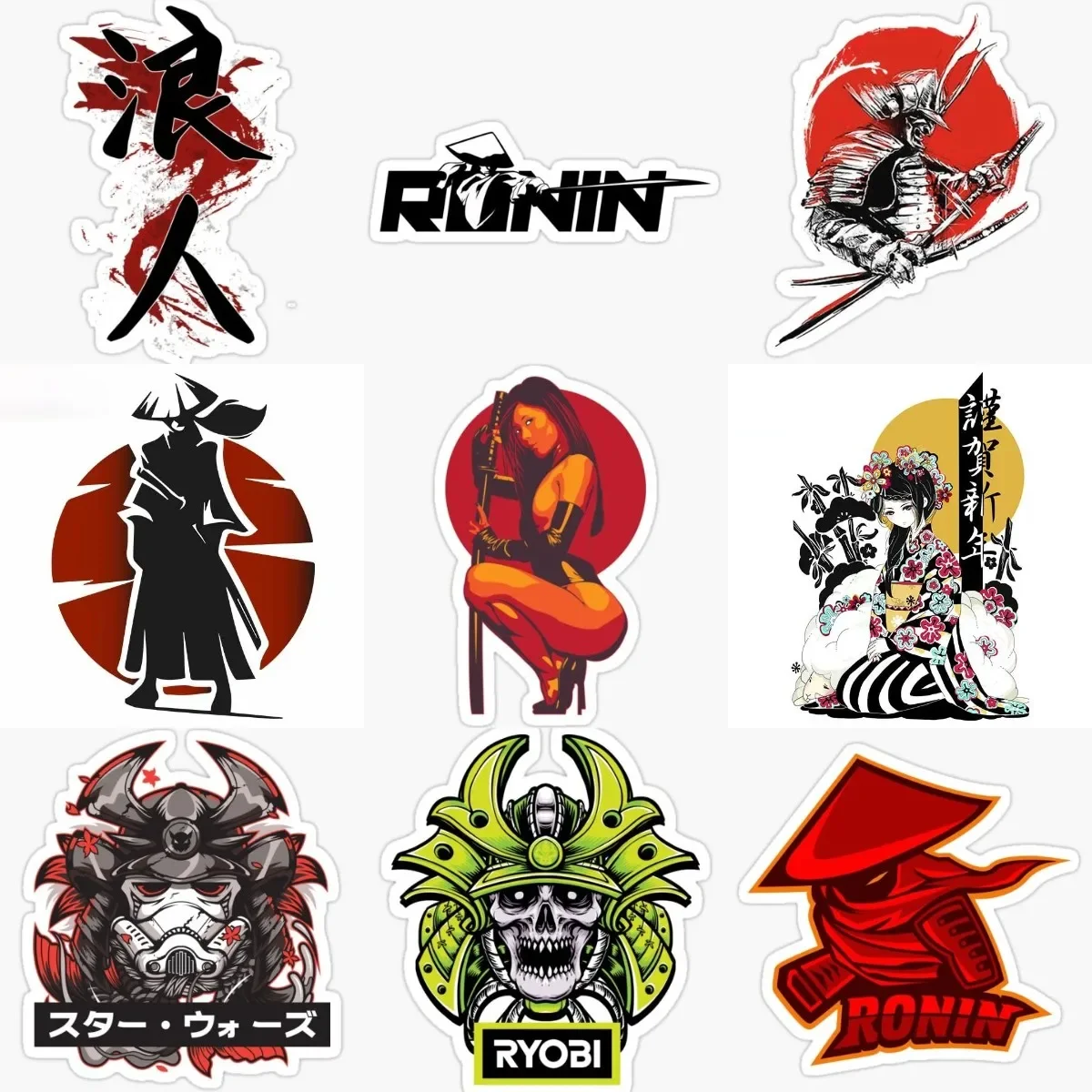 

Wandering Swordsman Ninjas Ghost Samurai Mask Warrior PVC Sticker Decorate for Bicycle Motorcycle Wall Room Camper Off-road