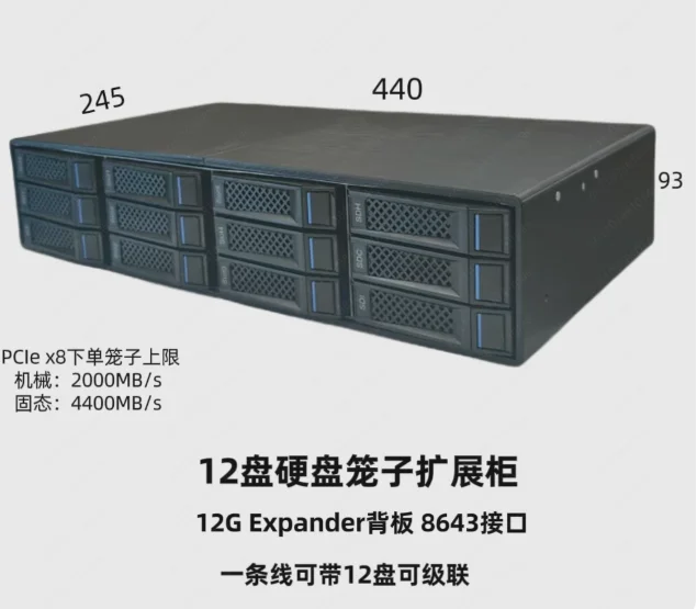 12-Bay Hard Disk Cabinet Nas External Storage Box 12G Backplane Series Cages