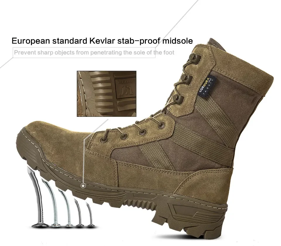 Men's Tactical Boots High-Top Army Fans Hiking Outdoor Sports Combat Botas Waterproof Foreign Taticas Masculino Working Shoes