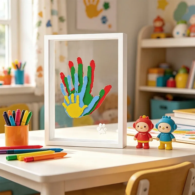 Simple DIY Parent-child Handprint Photo Frame for Couples, Wooden Crafts for Family and Household Use, Home Decor