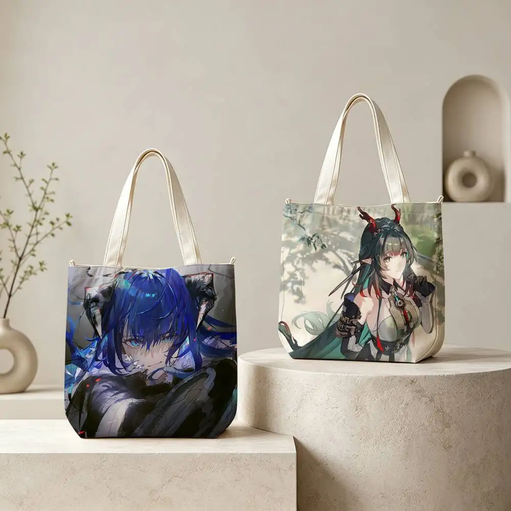 Bolso de mano A-Arknights Endfield Game Cute T-Tang Tang para mujer, bolso de compras reutilizable, bolsos de hombro con cremallera, estampado