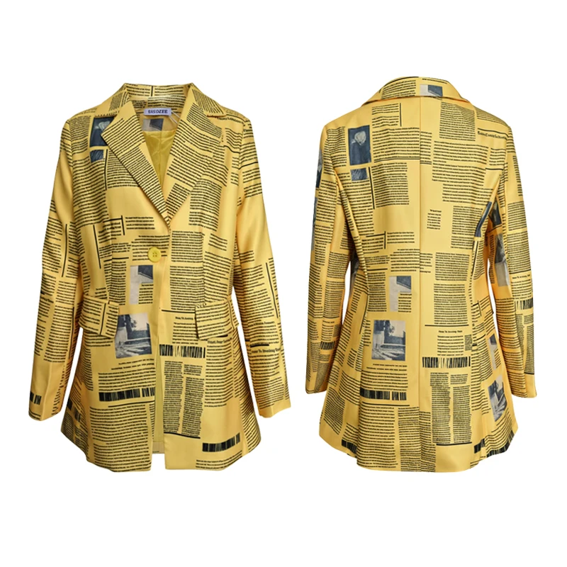 Yeezzi سترات نسائية رسمية سترة عصرية مطبوعة بأكمام طويلة فضفاضة تناسب العمل المكتبي ملابس خارجية غير رسمية