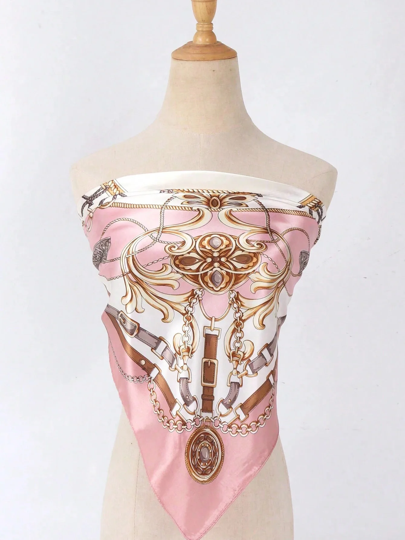 

1pc Blush Pink Satin Square Scarf Women Lightweight Boho Headband Hair Accessory Spring Summer Beach Wrap Versatile Bandana Fash