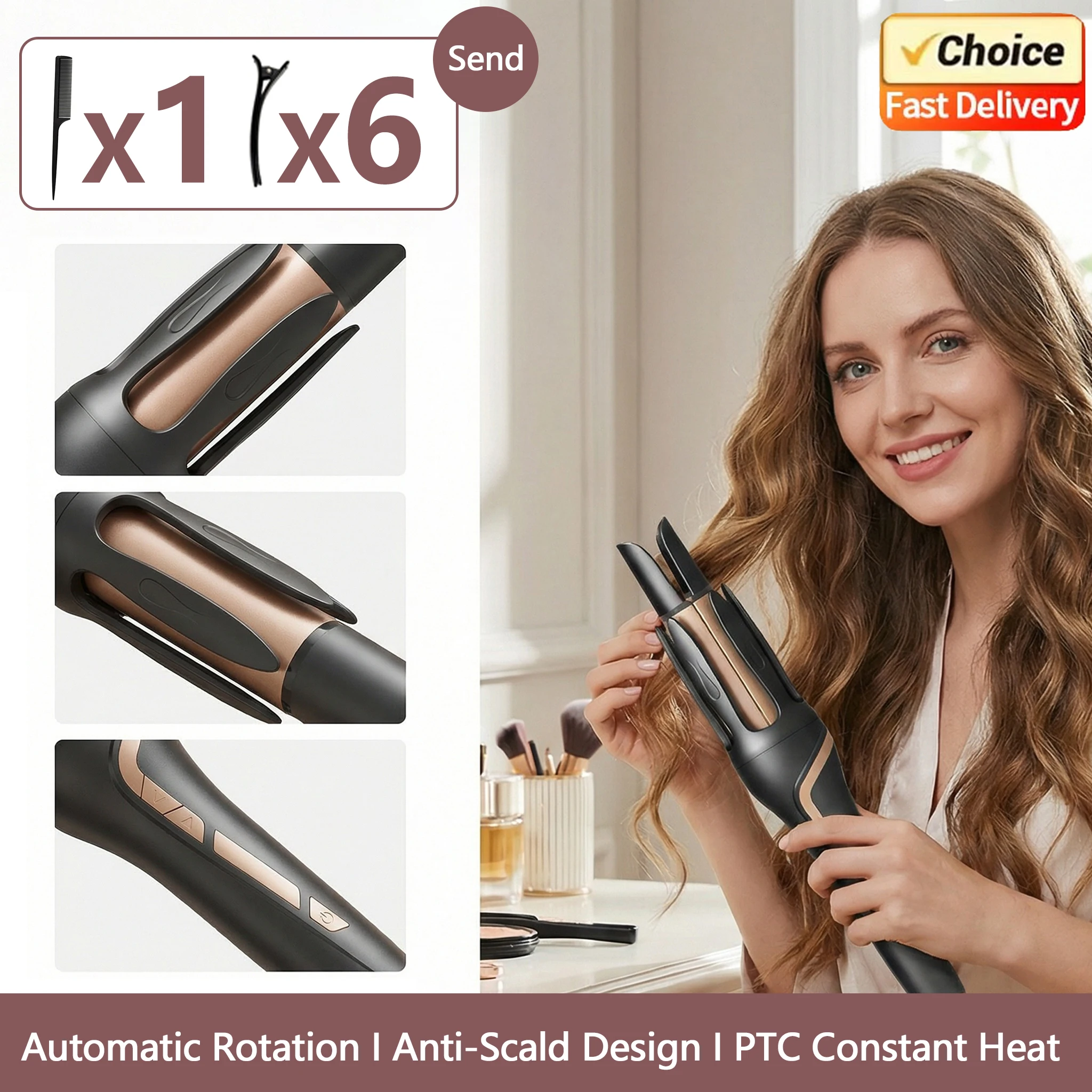 

2026 Новая автоматическая плойка 32 мм, большой ствол, большая волна, инструмент для укладки, не повреждающие волосы, долговечные кудри, домашнее путешествие, использование