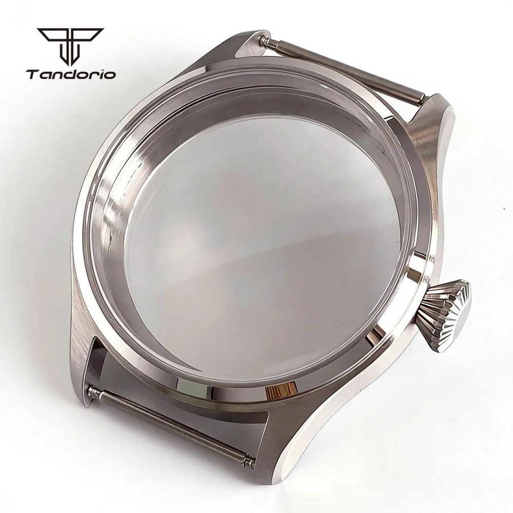 

42mm Pilot Style Stainless Steel Mechanical Manual Winding Watch Case Sapphire Fit ETA6497 6498 ST3600 ST3620 Transparent Back