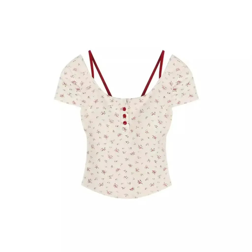 

Женская двухсекционная футболка Pure Desire с цветочным принтом, летний дизайн, облегающий топ с открытой спиной и накладкой на грудь, с короткими рукавами