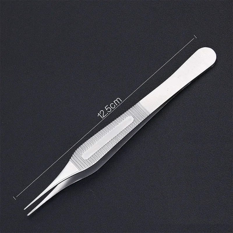 Stainless Steel Plastic Surgery Tweezers ADSON Forcep 125 mm Tissue Forceps Medical Dressing Forceps Width 1.0 mm With 1*2 Hook