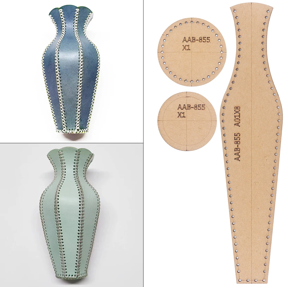 DIY Flower Vase Decoration Ornaments Sewing Patterns - Kraft Paper Templates, DIY Leather Handmade Crafts Stencils