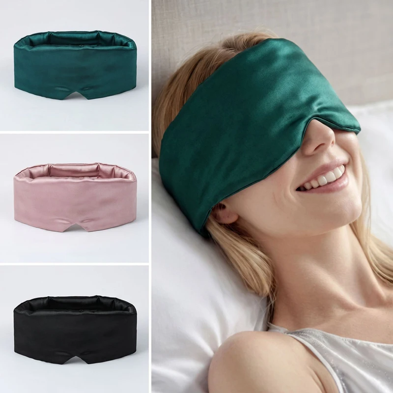 Sleep Eye Mask Velcro Double-Sided Cool Anti-Reflective Silk Eye Mask Lightly Moisturizing Breathable Fully Enclosing Eye Guard