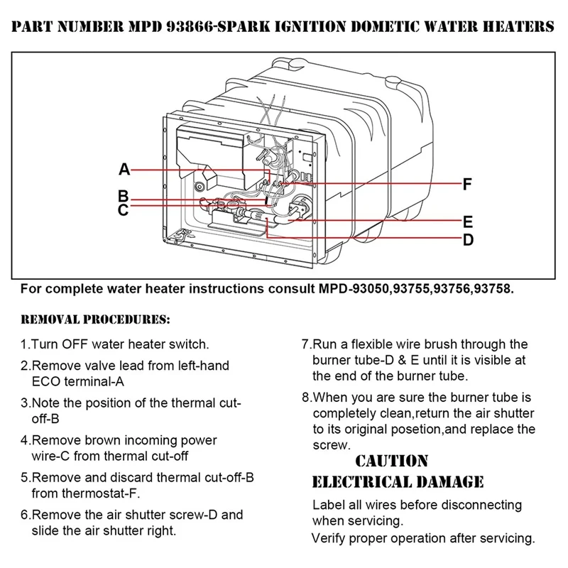 RV Water Heater Thermal Cutoff Kit - Replacement Part For Atwood 93866 Work For The Electronic Water Heater Models